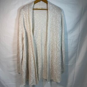 Eileen Fisher‎ Beige Open Front Long Sleeve Knit Cardigan Sweater XL